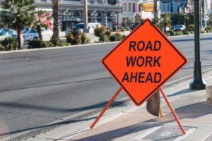 highway construction road work ahead sign