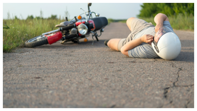 An injured man after a motorcycle accident in Tampa Bay, FL.