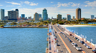 St. Petersburg as seen looking over bridge