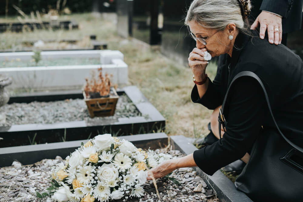 A woman grieving the wrongful death of her husband.