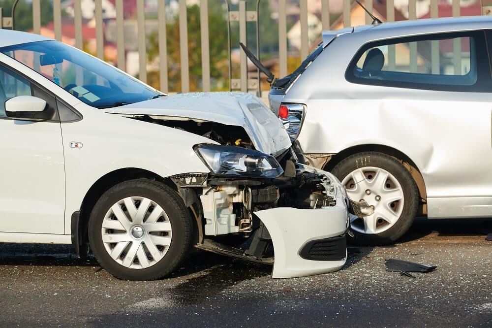 Car collision along the highway.