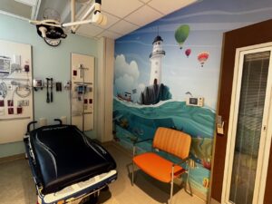 INterior of medical exam room - space donated by Zervos and Calta