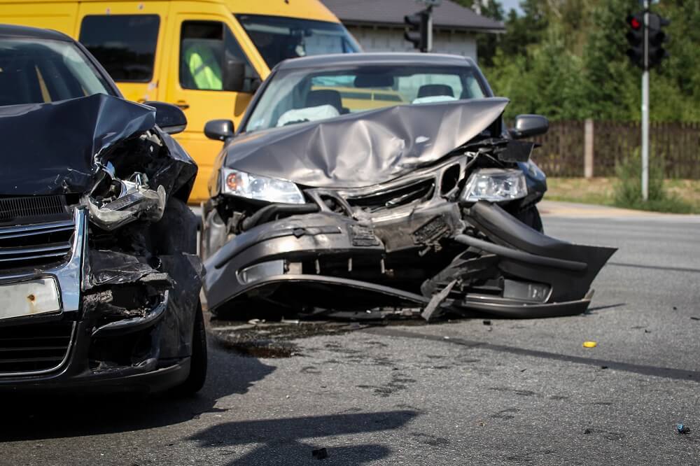 Car collision along the highway.