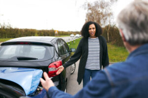 Drivers blaming who's at fault in the accident.