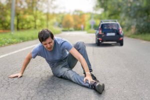 Man got hit and run suffering leg injury.
