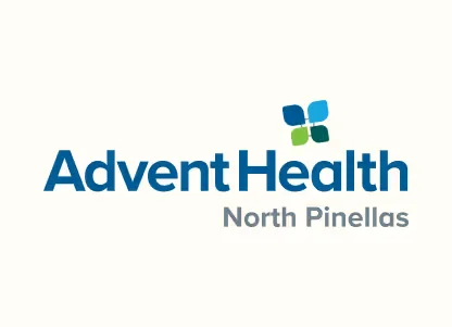 AdventHealth North Pinellas logo with blue and green cross symbol.